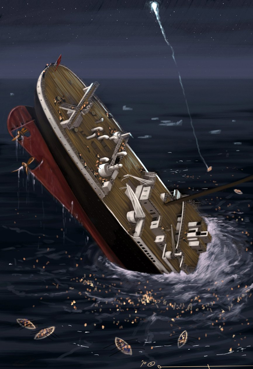 Vista del transatlantico Titanic al momento dell