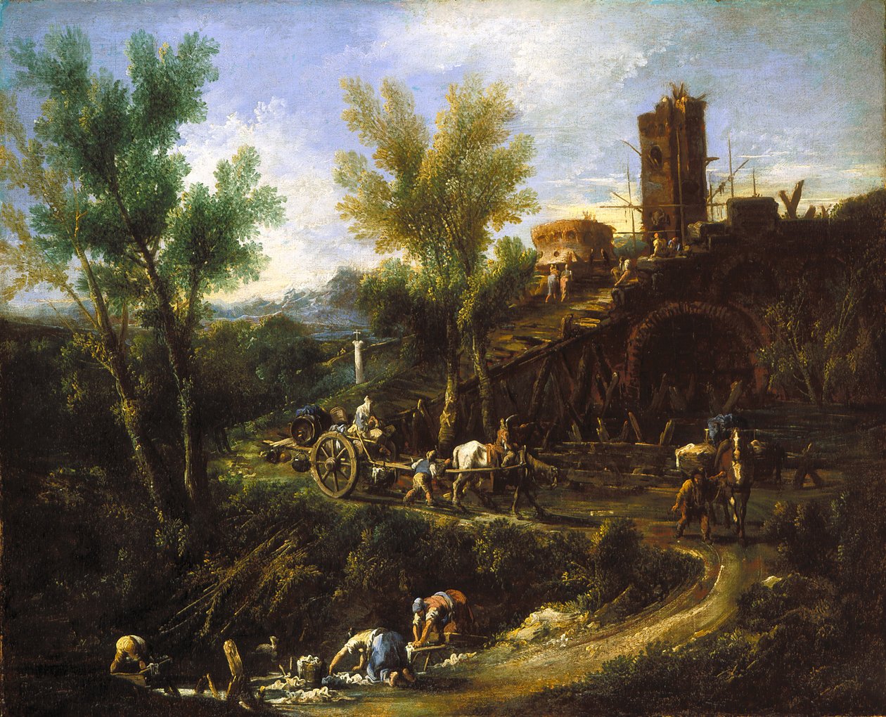 Paesaggio con zingari e lavandaie da Alessandro Magnasco