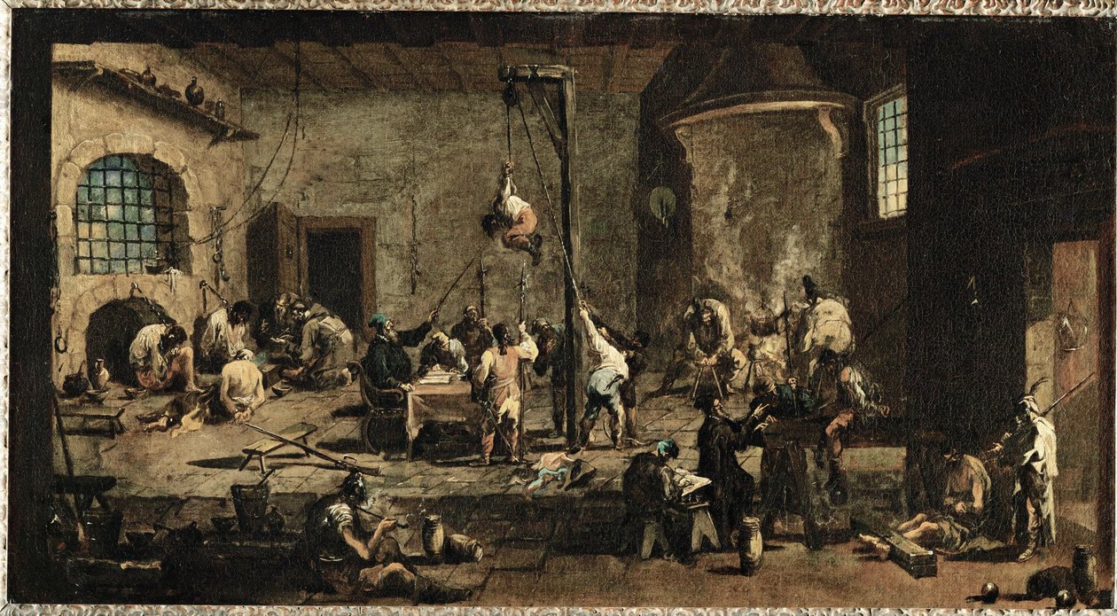 Scena nel tribunale … (oil on canvas) da Alessandro Magnasco