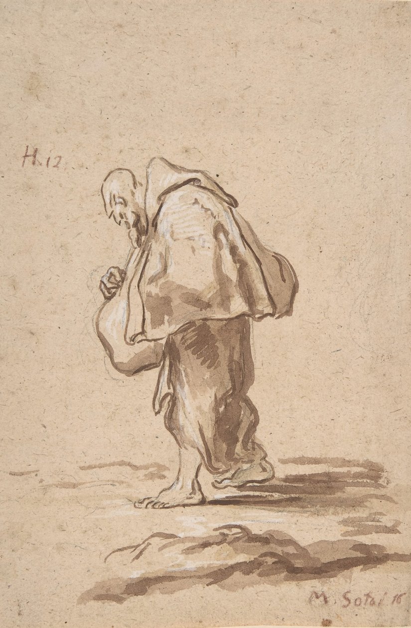 Frate pellegrino in piedi da Alessandro Magnasco