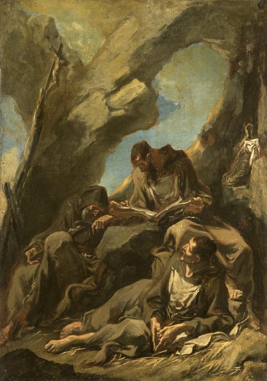 Tre monaci camaldolesi in preghiera meditativa da Alessandro Magnasco