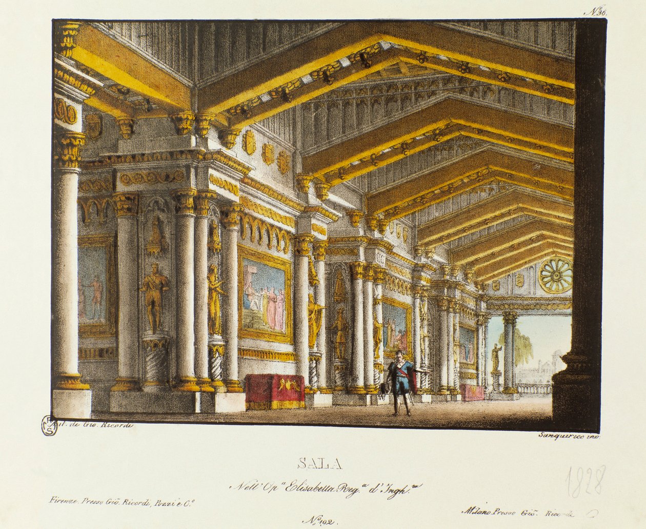 La grande sala del Palazzo Reale Scenografia per la rappresentazione del 1828 dell