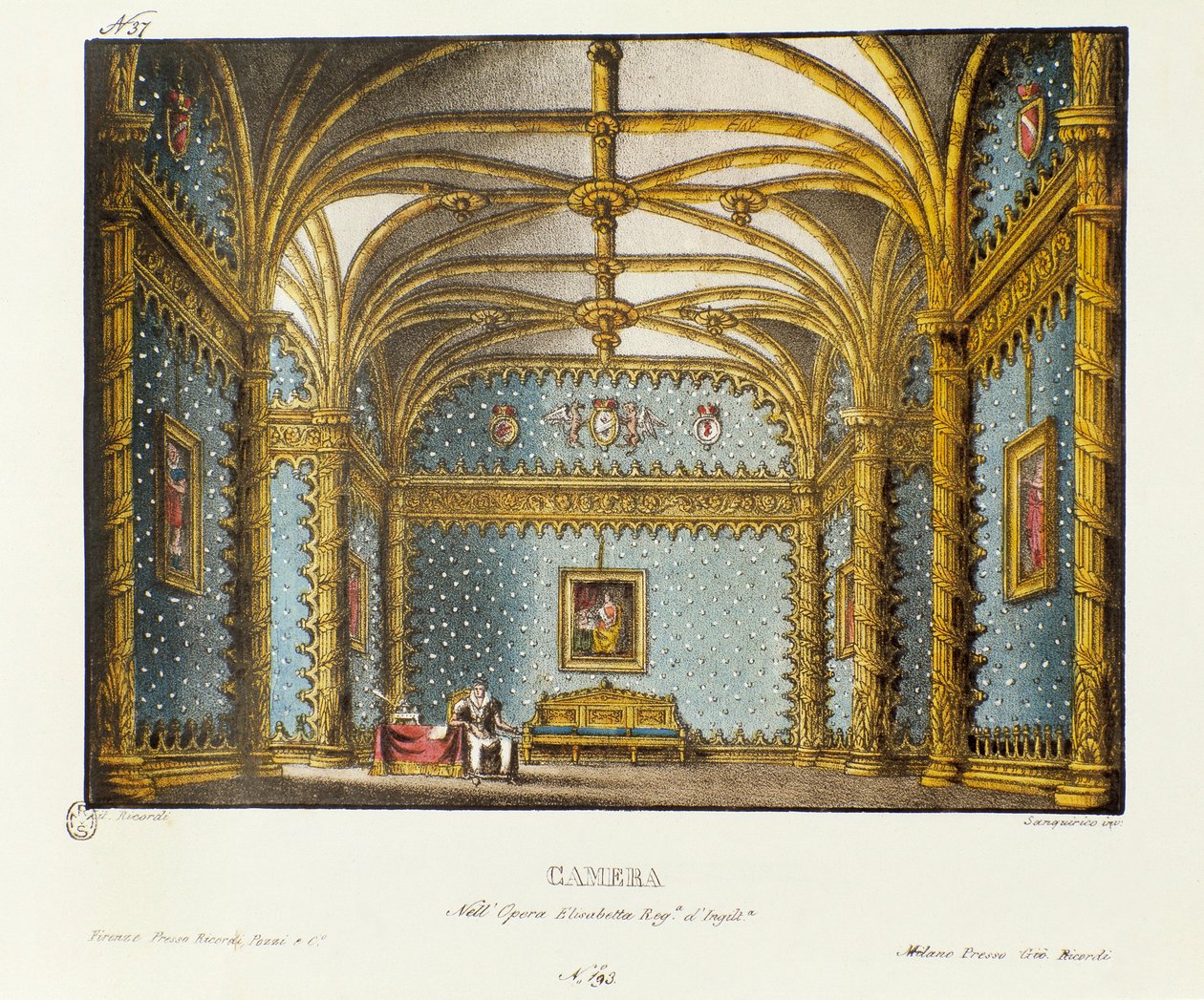 La camera da letto del Palazzo Reale Scenografia per la rappresentazione del 1828 dell