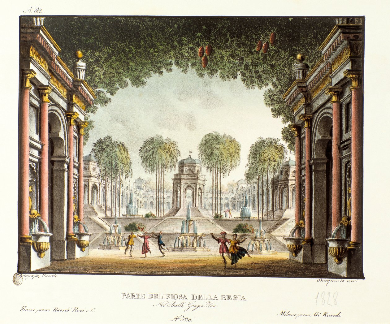Veduta della Corte Reale del Palazzo di Gengis Khan Scenografia per il balletto 