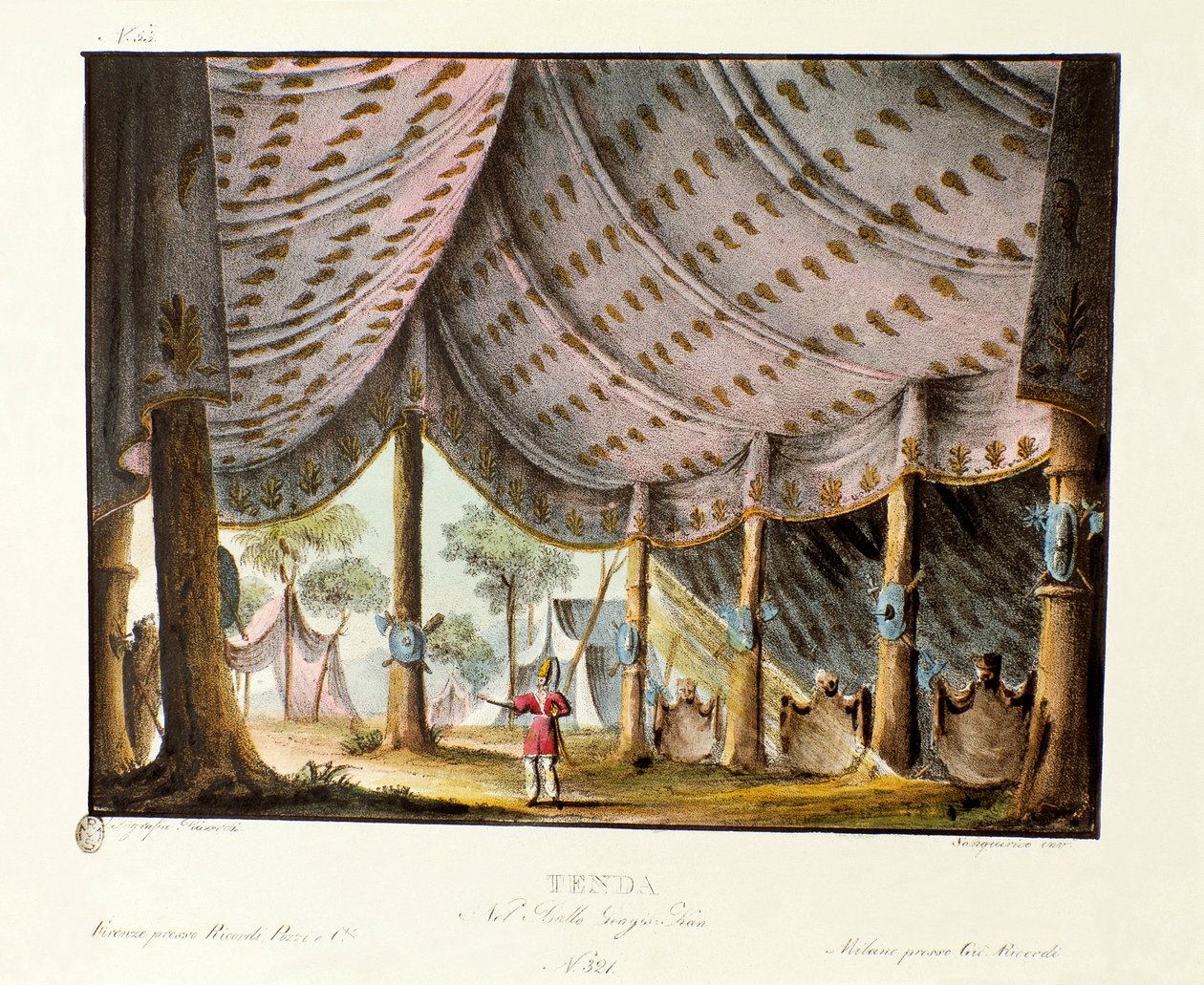 Vista della tenda reale di Gengis Khan da Alessandro Sanquirico