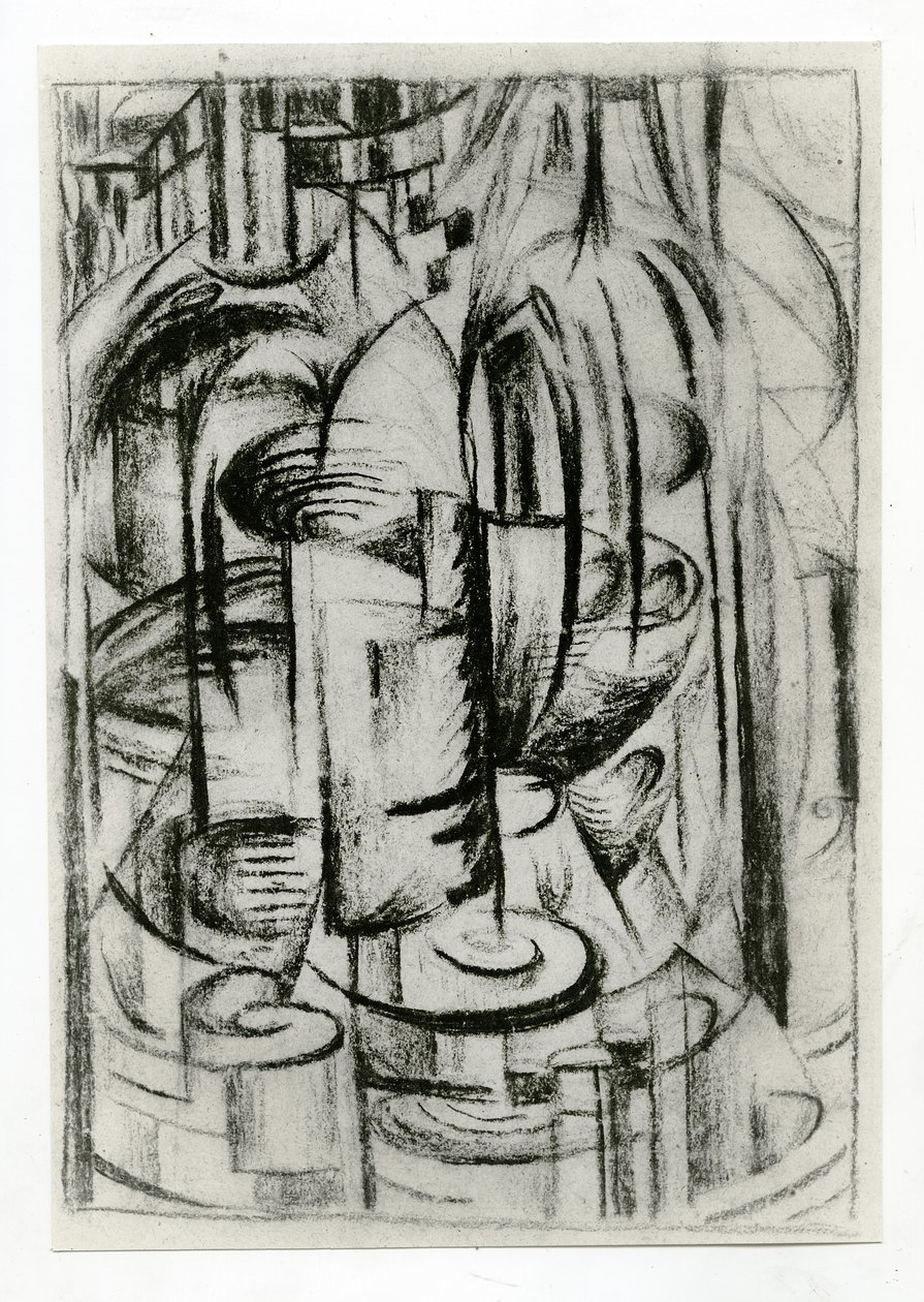Composizione futurista, c.1914-16 (carboncino su carta) da Alexander Bogomazov