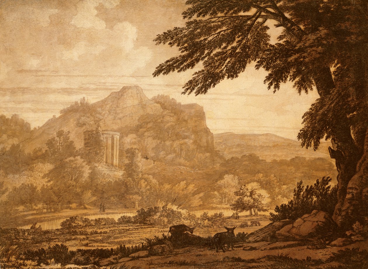 Paesaggio con un tempio da Alexander Cozens