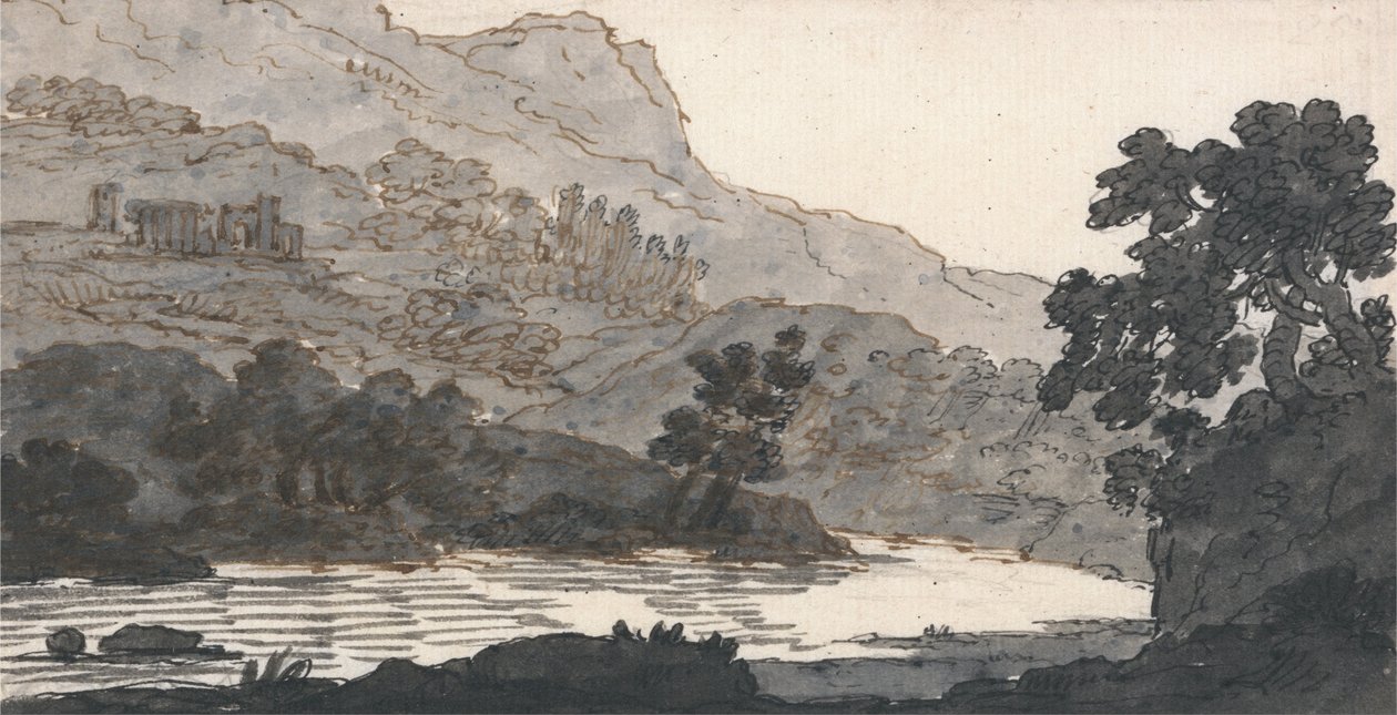 Fiume e montagna, con rovine da Alexander Cozens