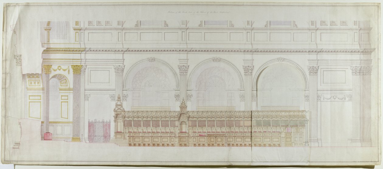 Elevazione del coro nella Cattedrale di San Paolo ridisegnato da C.R. Cockerell, 1848 da Alexander Dick Gough