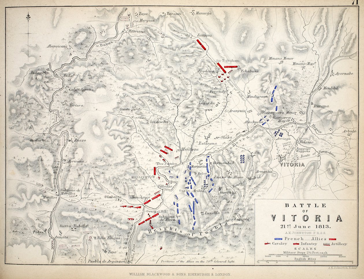 Mappa della battaglia di Vitoria, pubblicata da William Blackwood and Sons, Edimburgo e Londra, 1848 da Alexander Keith Johnston
