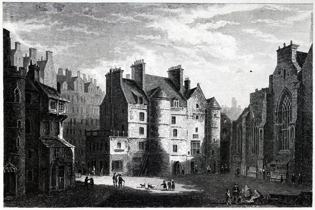 Vecchio Tolbooth, Edimburgo, inciso da Edward Finden da Alexander Nasmyth