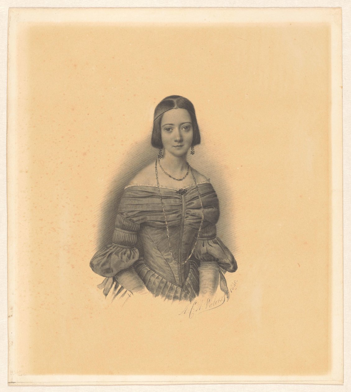 Ritratto di Antoinette Marie Henriette Jeanne Reigersman, moglie di Jonkheer Mr Pieter van den Brandeler da Alexander Cesar August Valois (signed by artist)