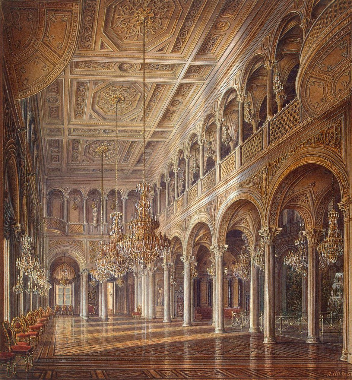 Interni del Piccolo Ermitage, La Sala del Padiglione, metà del XIX secolo da Alexander Chrisophorovich Kolb