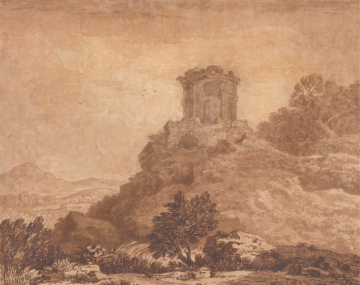 Paesaggio con un Tempio in Rovina da Alexander Cozens
