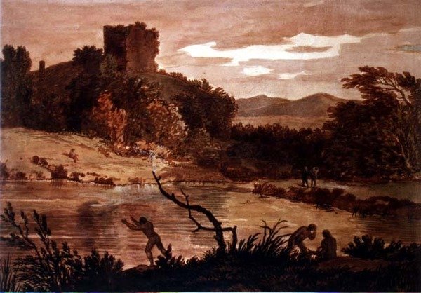 Paesaggio con Uomini che si Bagnano da Alexander Cozens