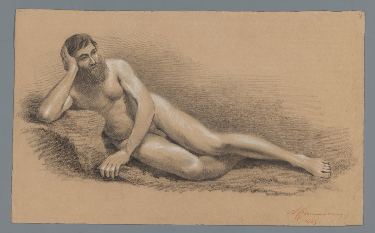 Nudo maschile sdraiato, verso sinistra da Alexander Cranendoncq