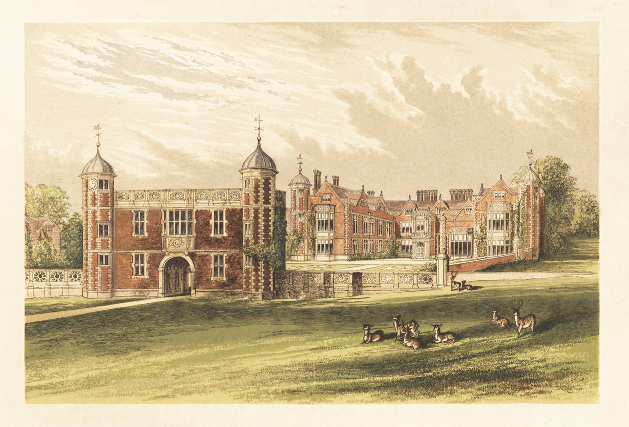 Charlecote, Warwick, Inghilterra, 1880 (incisione) da Alexander Francis (after) Lydon