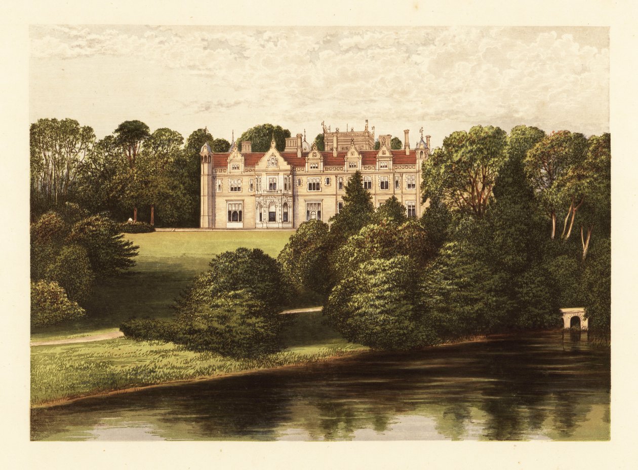 Keele Hall, Staffordshire, Inghilterra, 1880 (incisione) da Alexander Francis (after) Lydon