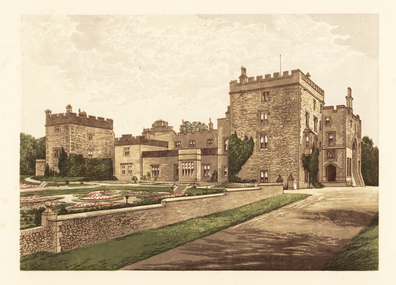 Castello di Muncaster, Cumbria, Inghilterra (incisione) da Alexander Francis (after) Lydon