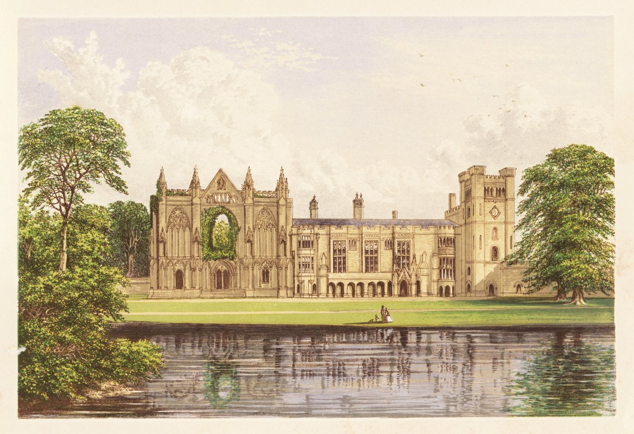 Newstead Abbey, Nottinghamshire, Inghilterra. 1880 (incisione) da Alexander Francis (after) Lydon