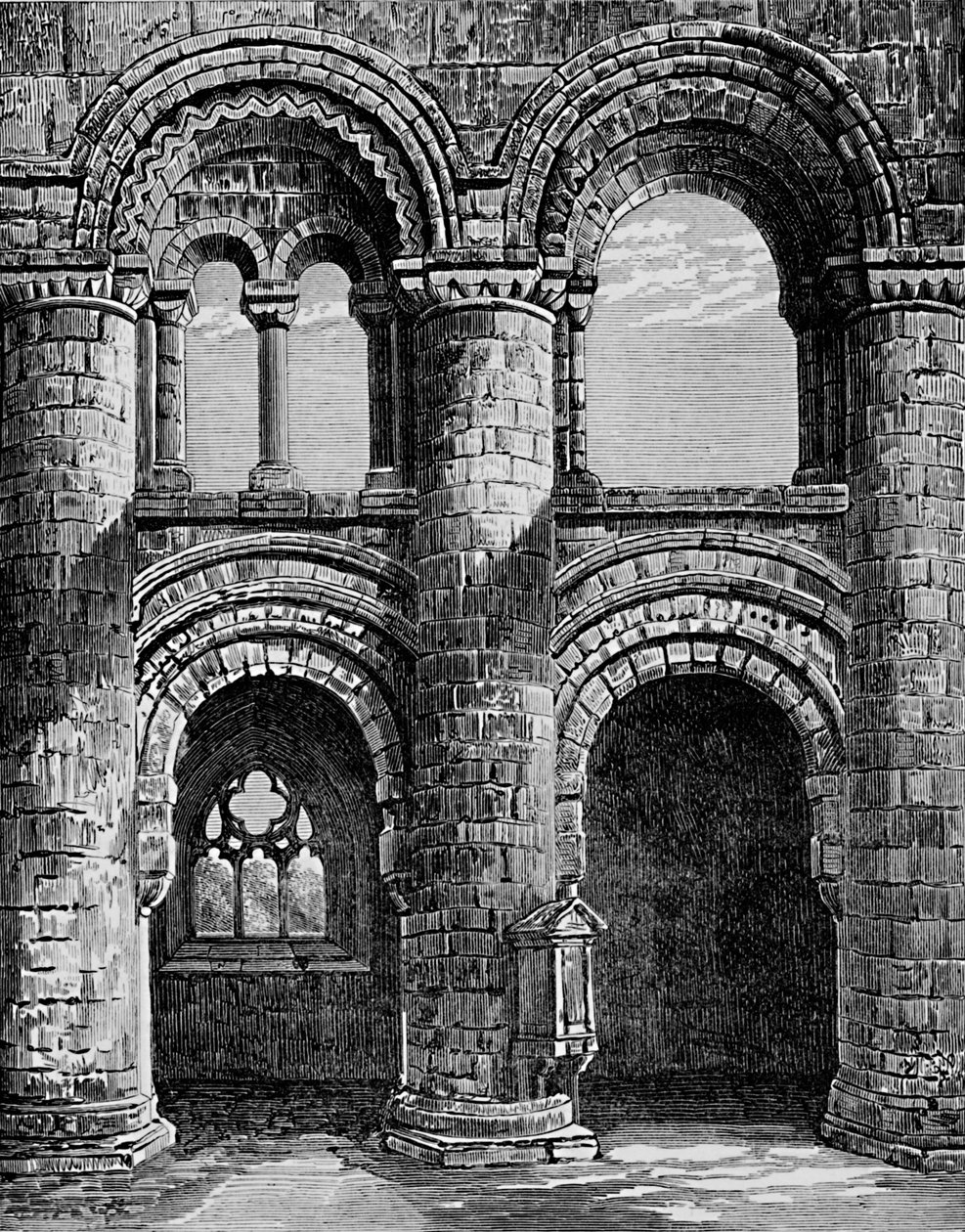 Archi normanni nella navata, Abbazia di Jedburgh, c1880, 1897 da Alexander Francis Lydon