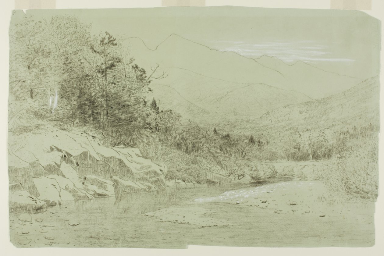 Fiume con montagne in lontananza da Alexander Helwig Wyant