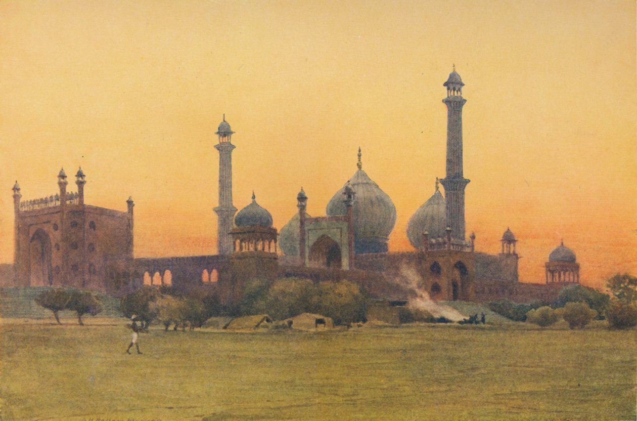 La Jumma Musjid, Delhi - Al tramonto, c. 1880-1905 da Alexander Henry Hallam Murray