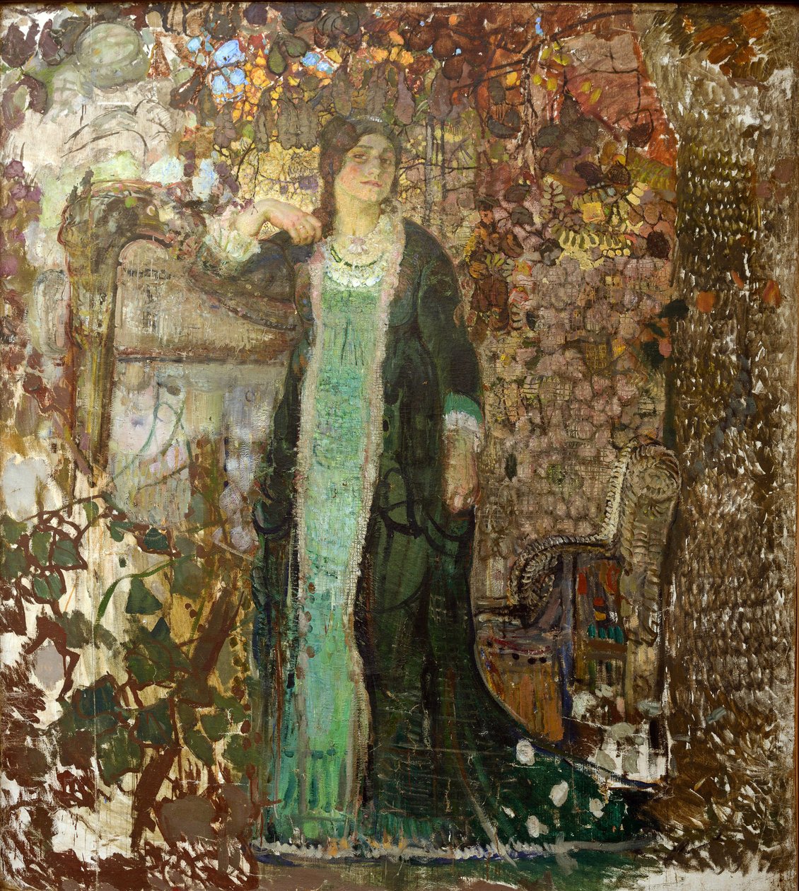 Arpista. Ritratto di Tatiana Sergeevna Bartseva (1886-1984) da Alexander Ivanovich Savinov