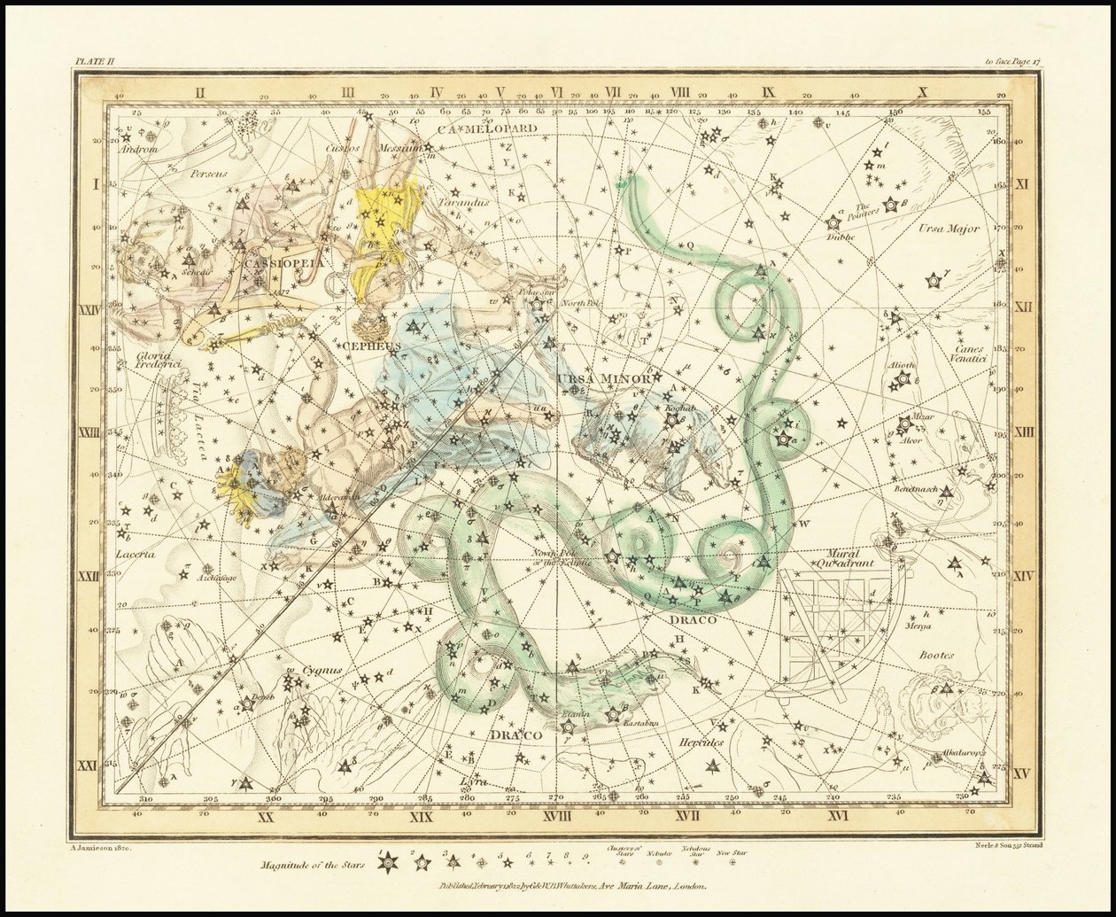 1822 - Alexander Jamieson - Orsa Minore - Orsa Minore che mostra anche Cassiopea, Draco e Cefeo da Alexander Jamieson