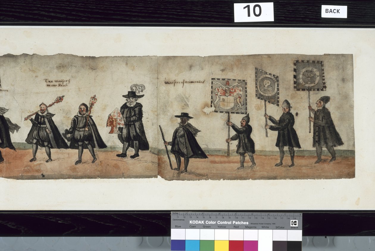 (dettaglio) dal corteo funebre di Huntly, detto essere stato usato per le esequie di George 1°, Marchese di Huntly da Alexander Kincaid