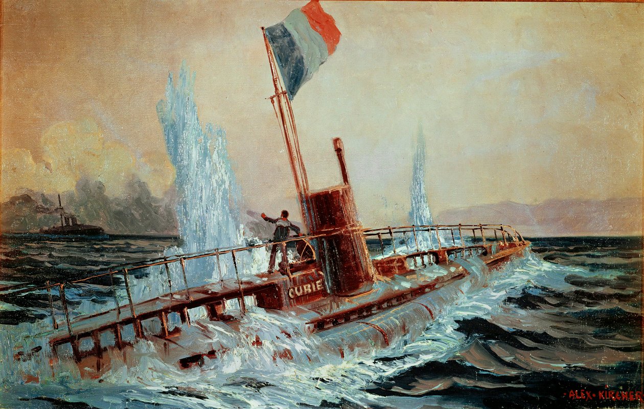 Una corazzata austriaca affonda il sottomarino francese Curie ... da Alexander Kirchner