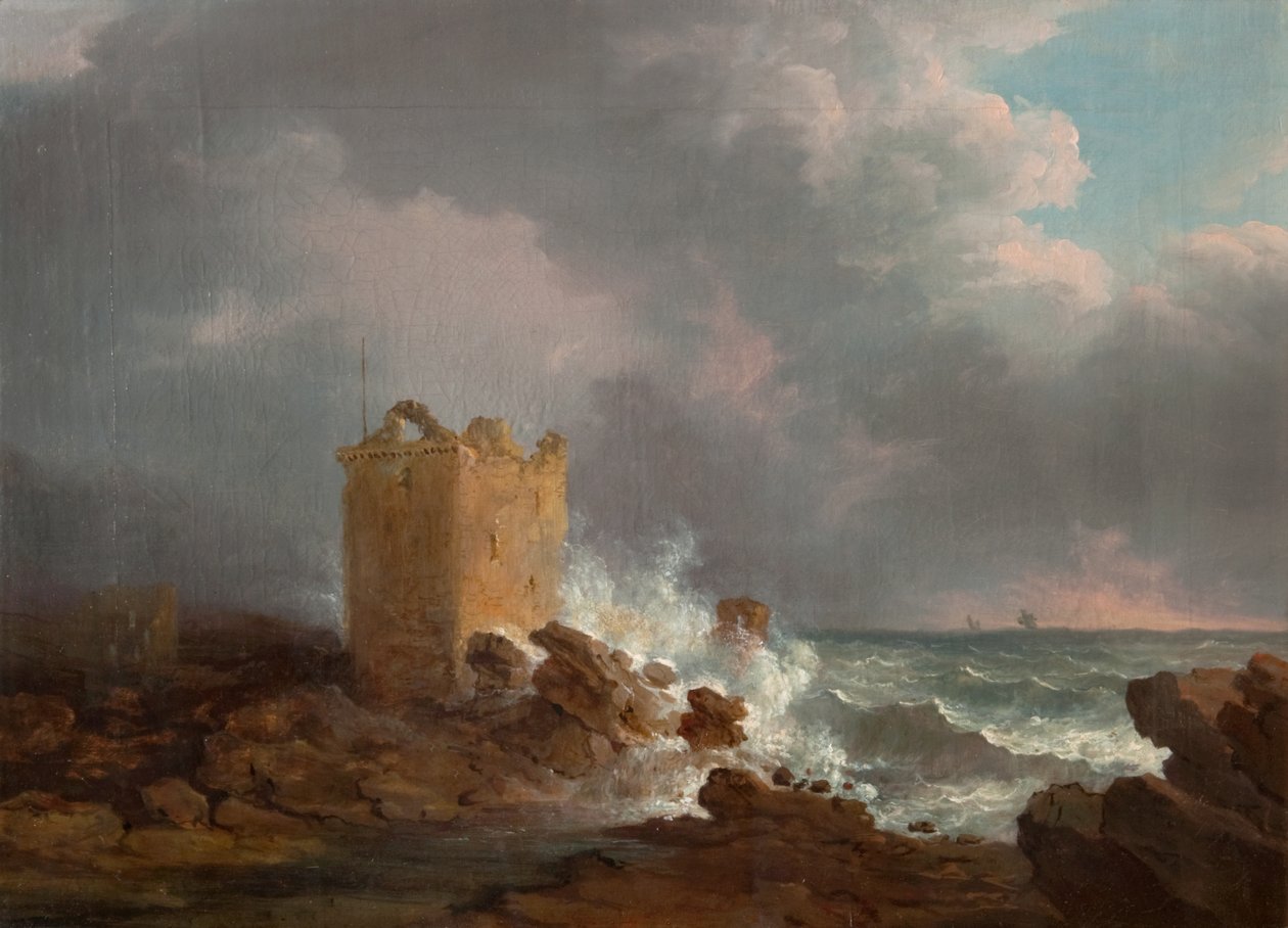 Castello di Broughty durante una tempesta, c.1810 da Alexander Nasmyth