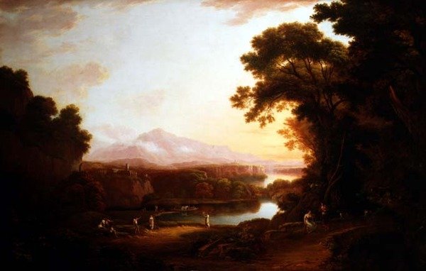 Paesaggio italianeggiante con contadini danzanti da Alexander Nasmyth