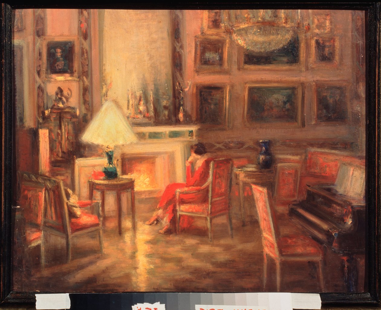 Interno con una donna vicino al camino da Alexander Sredin