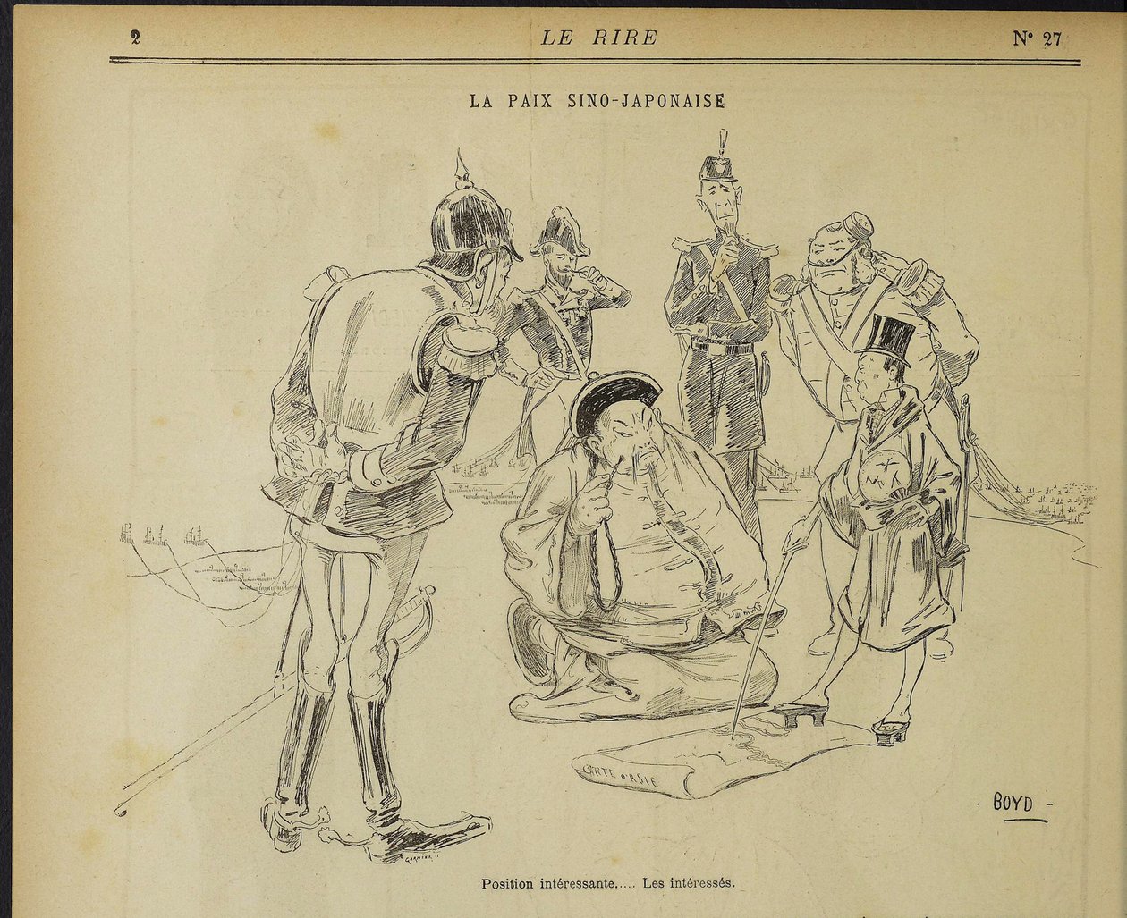 La pace sino-giapponese, Posizione interessante. Gli interessati. Da: Le Rire, 11 maggio 1895 da Alexander Stuart Boyd