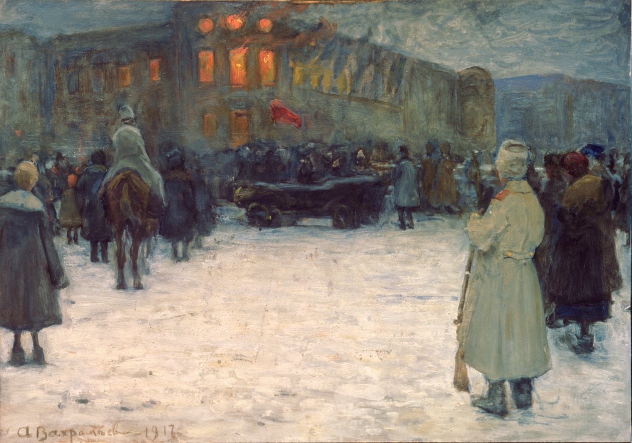 Un incendio al castello lituano, Rivoluzione di febbraio 1917, San Pietroburgo da Alexander Vakhrameyev