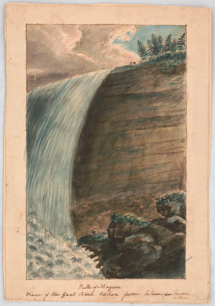 Cascate del Niagara. Vista della grande piazzola ripresa dal basso, vedi Foresters, una poesia LCCN2016648705 da Alexander Wilson