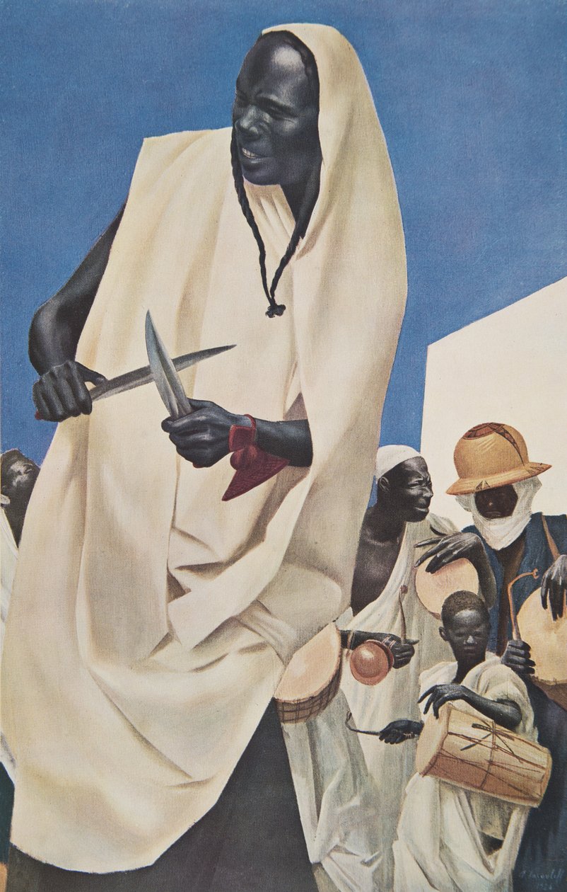 La Danza del Kuli-Kuta (Niamey) Parodia degli antichi sacrifici umani del Dahomey), da Dessins et Peintures d