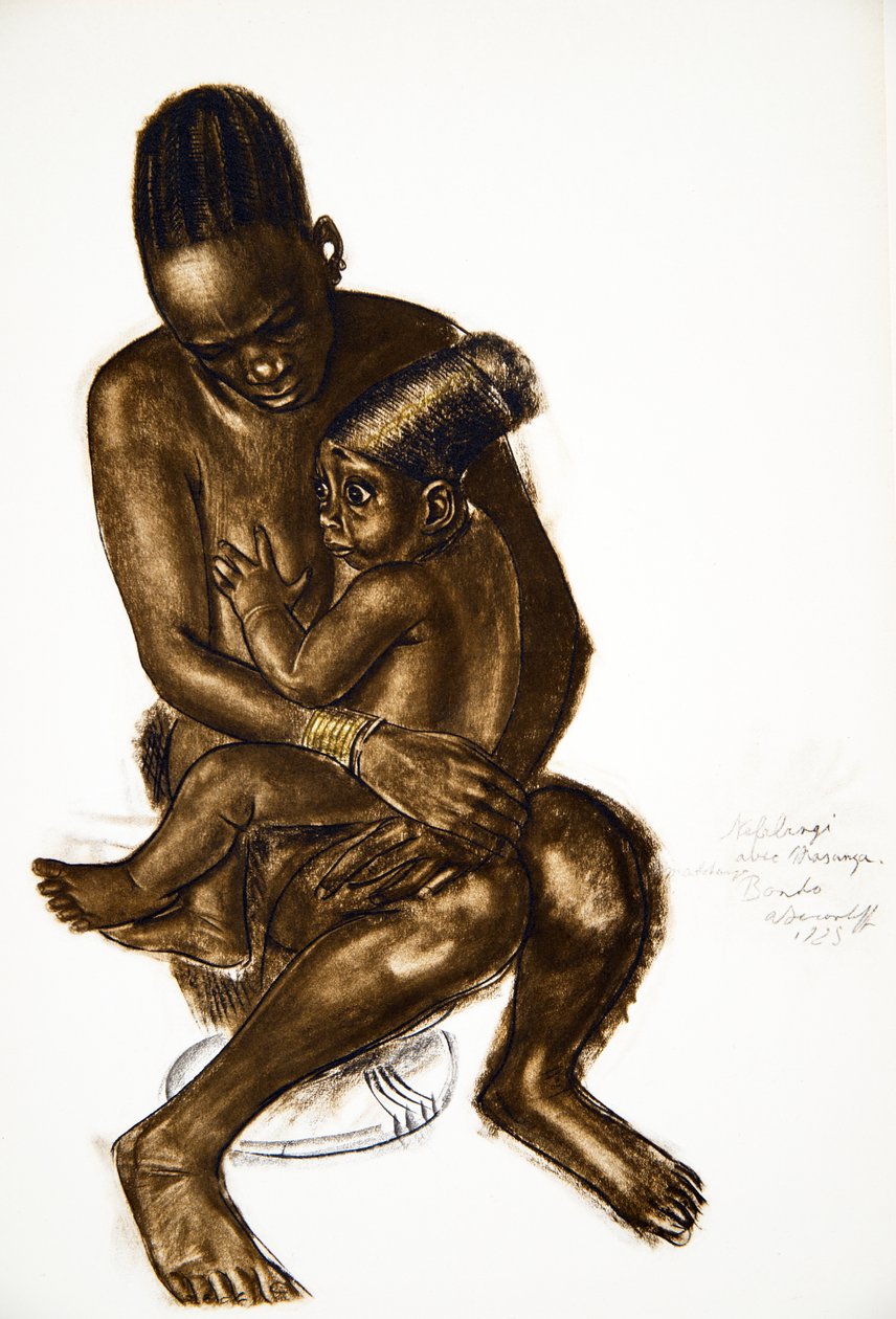Nafarangui, donna di Eki Bondo con suo figlio (Bondo) Haut Ouelle, da Dessins et Peintures d