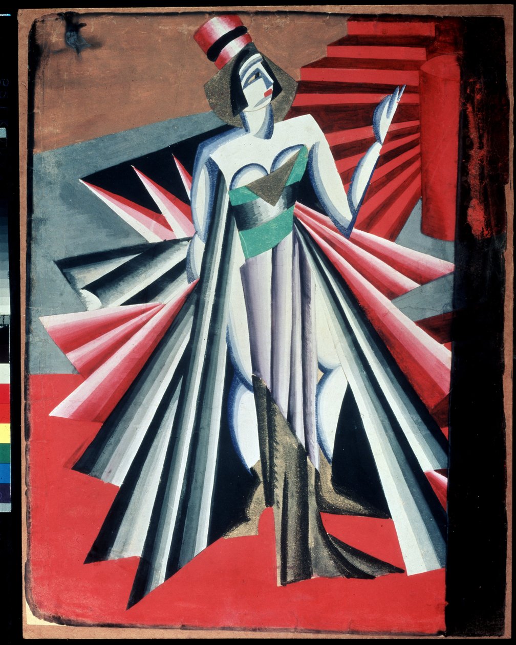 "Personaggio di Herodia" Costume per i personaggi della pièce "Salomè" di Oscar Wilde. Gouache di Alexandra Alexandrovna Exter (1882-1949) 1917 Museo Centrale Statale A. Bakhrushin del Teatro, Mosca, Russia da Alexandra Alexandrowna Exter