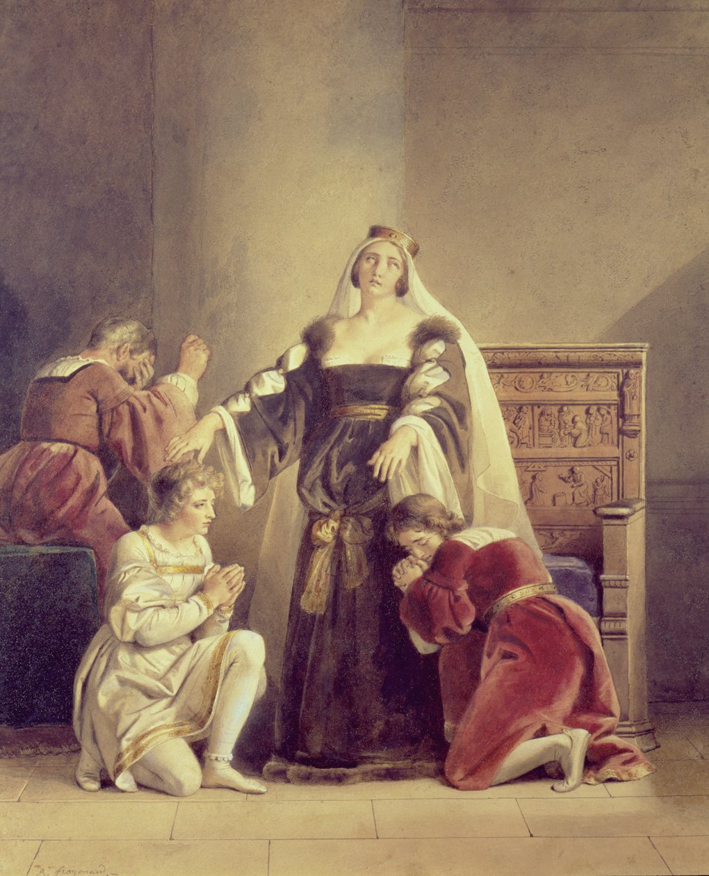 La regina Elisabetta saluta i suoi figli da Alexandre Evariste Fragonard