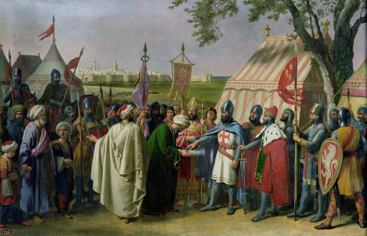 Il conte di Tripoli accetta la resa della città di Tiro nel 1124, 1840 da Alexandre Francois Caminade