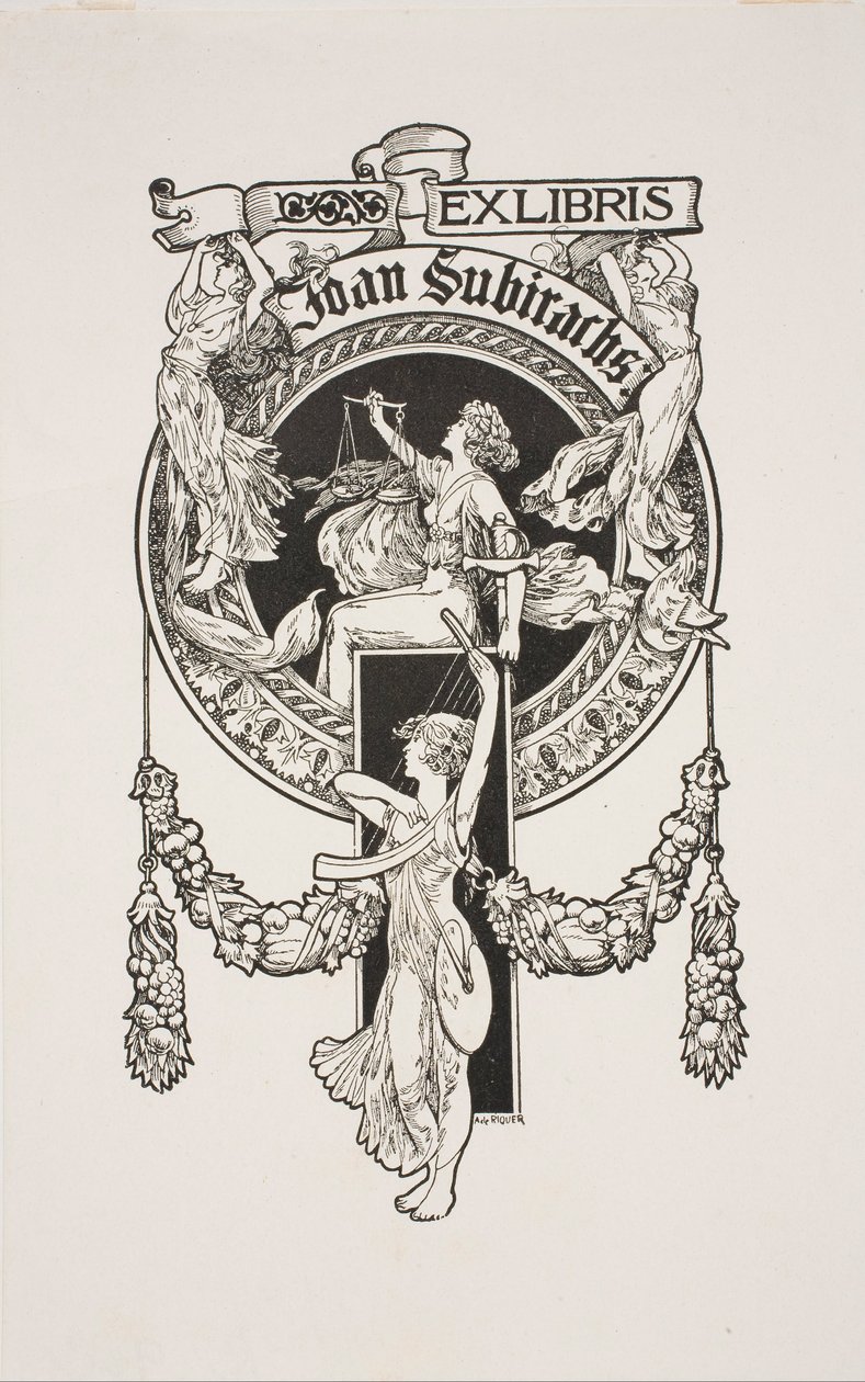 Ex libris di Joan Subirachs da Alexandre de Riquer
