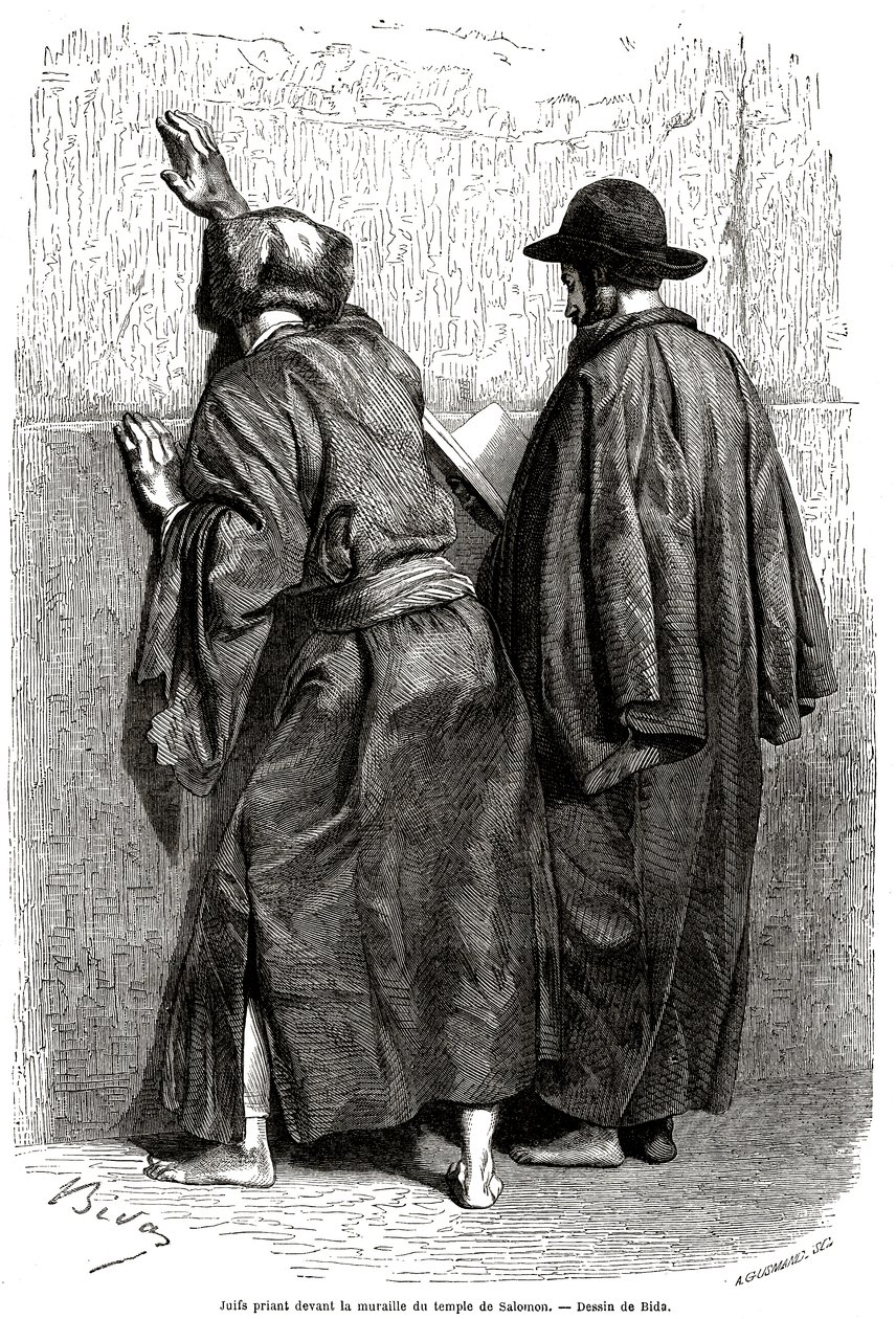 Ebrei che pregano davanti al muro di Salomone, a Gerusalemme da Alexandre Bida
