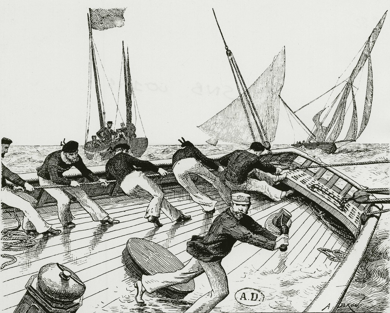 Regata: Le turn du Bateau-Buoée - disegno di A. Brun, Bibl. des Arts Deco da Alexandre Brun