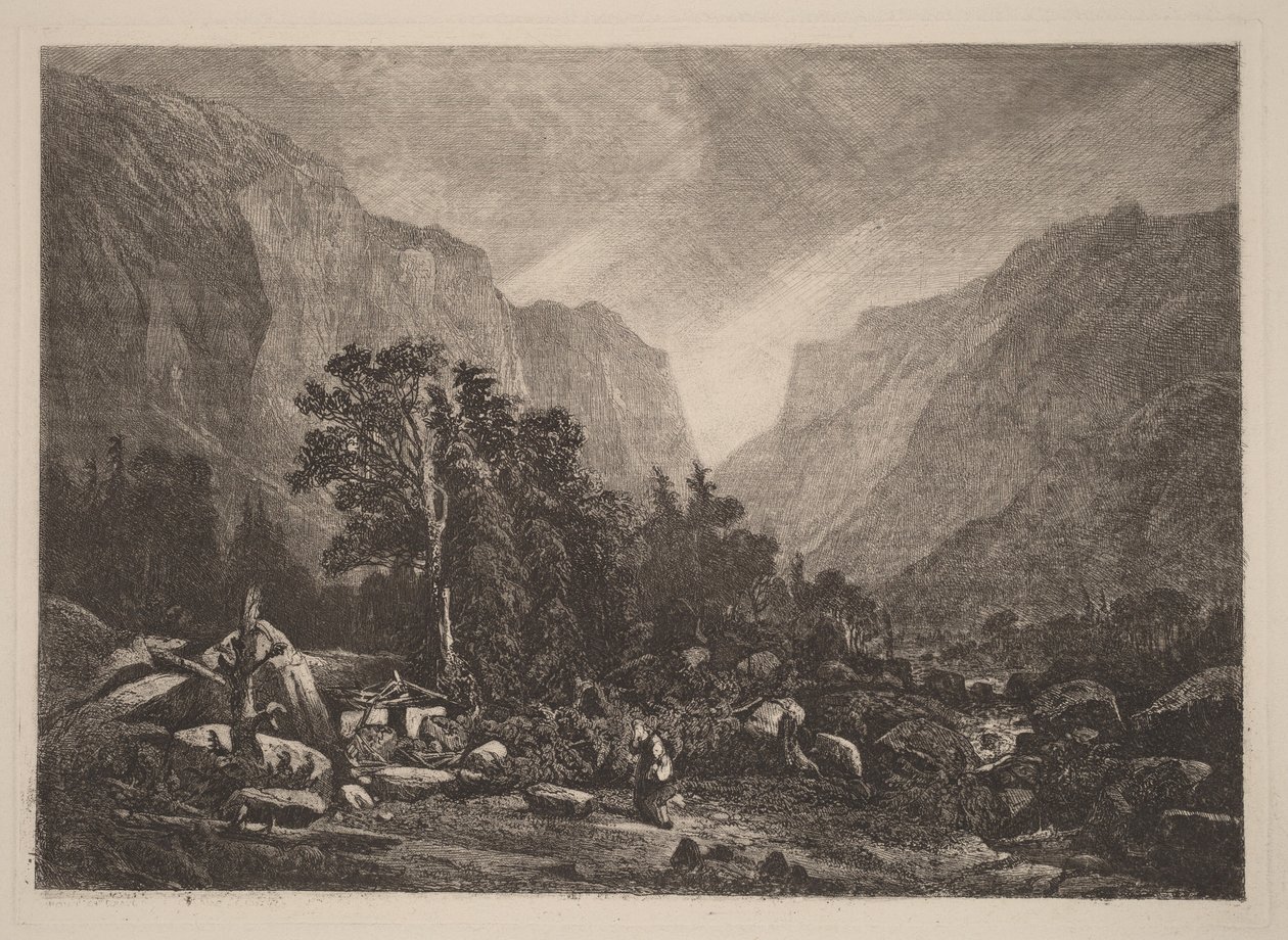 Coppia presso una casa in rovina da Alexandre Calame