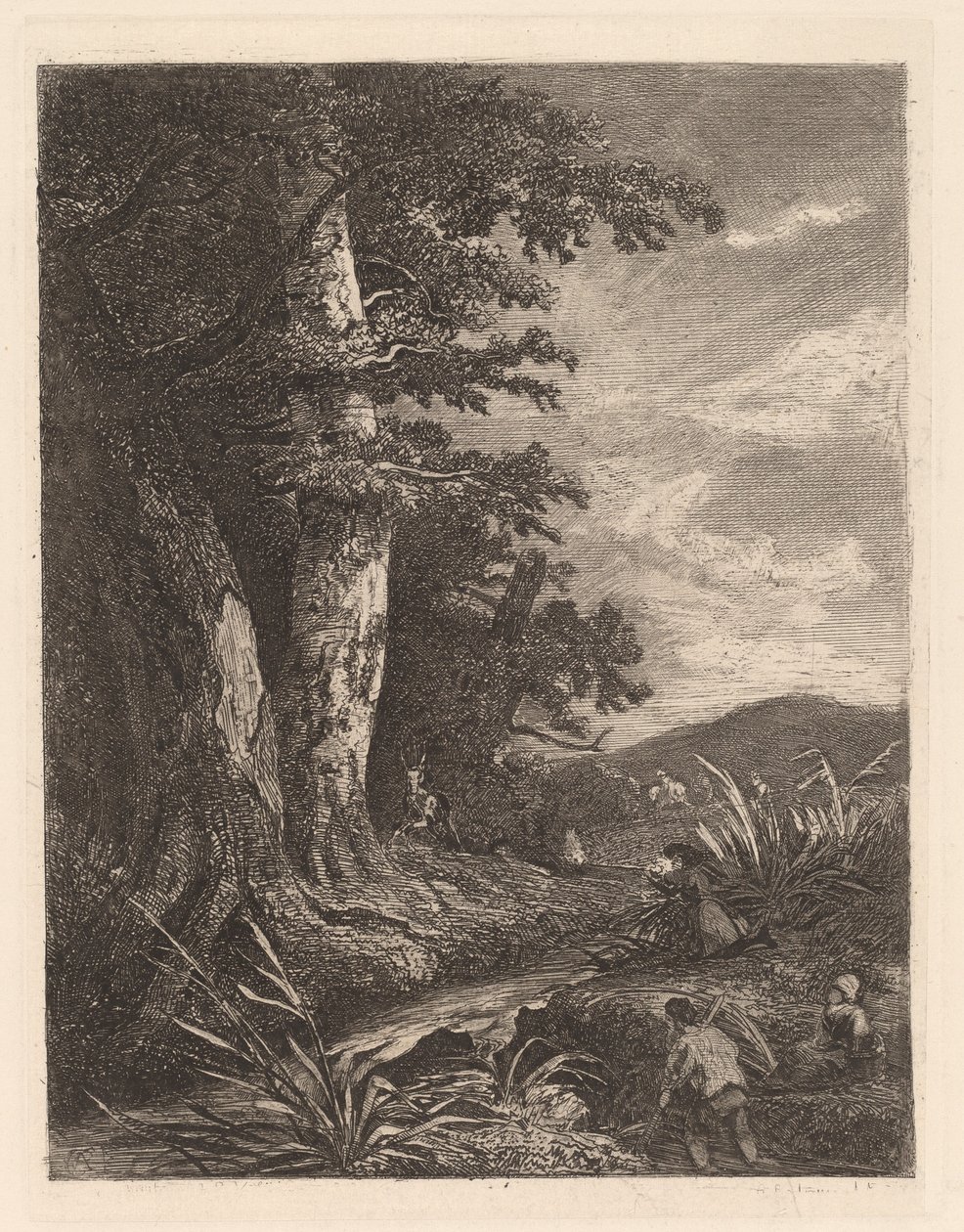 Cervo vicino a un ruscello da Alexandre Calame