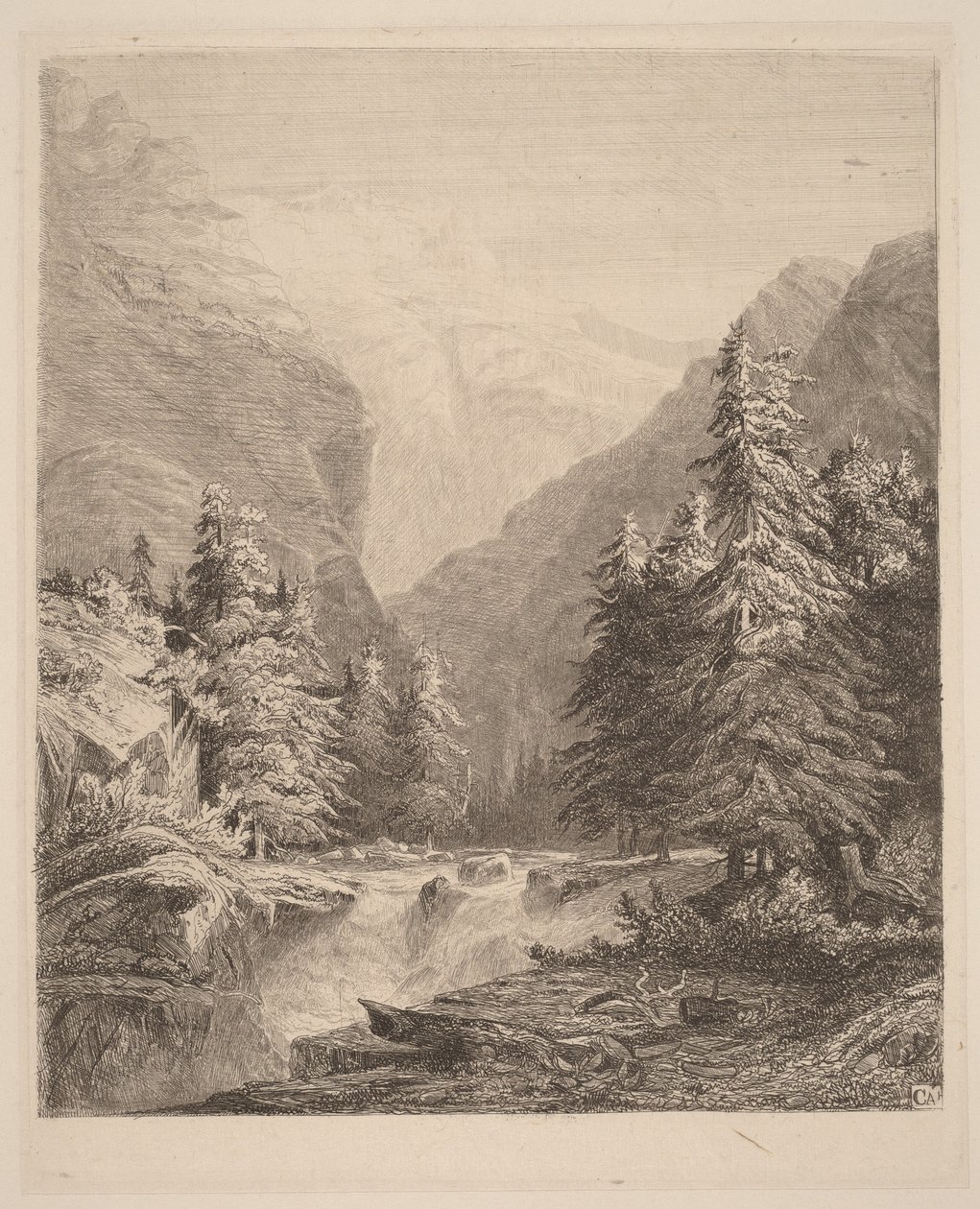 Cascata di montagna da Alexandre Calame