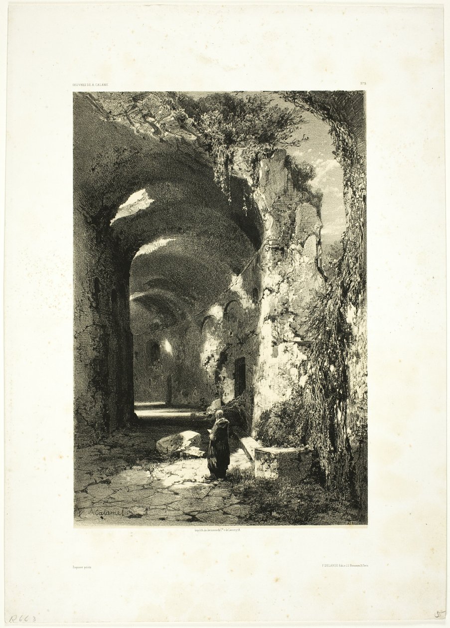 Rovina di un anfiteatro a Pozzuoli (Regno di Napoli), tavola 9 da Oeuvres de A. Calame da Alexandre Calame