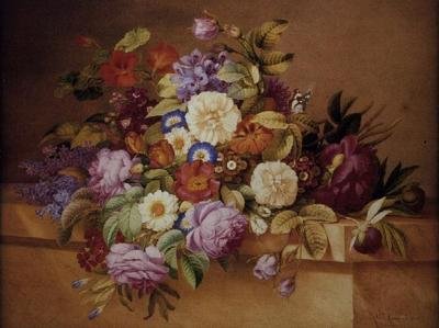 Rose, convolvoli e altri fiori su un cornicione da Alexandre Couronne